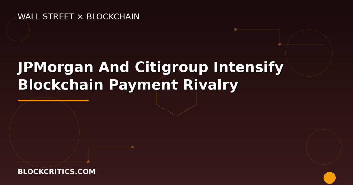 JPMorgan And Citigroup Intensify Blockchain Payment Rivalry: Tokenized Settlement Rails Reshape Global Finance Infrastructure