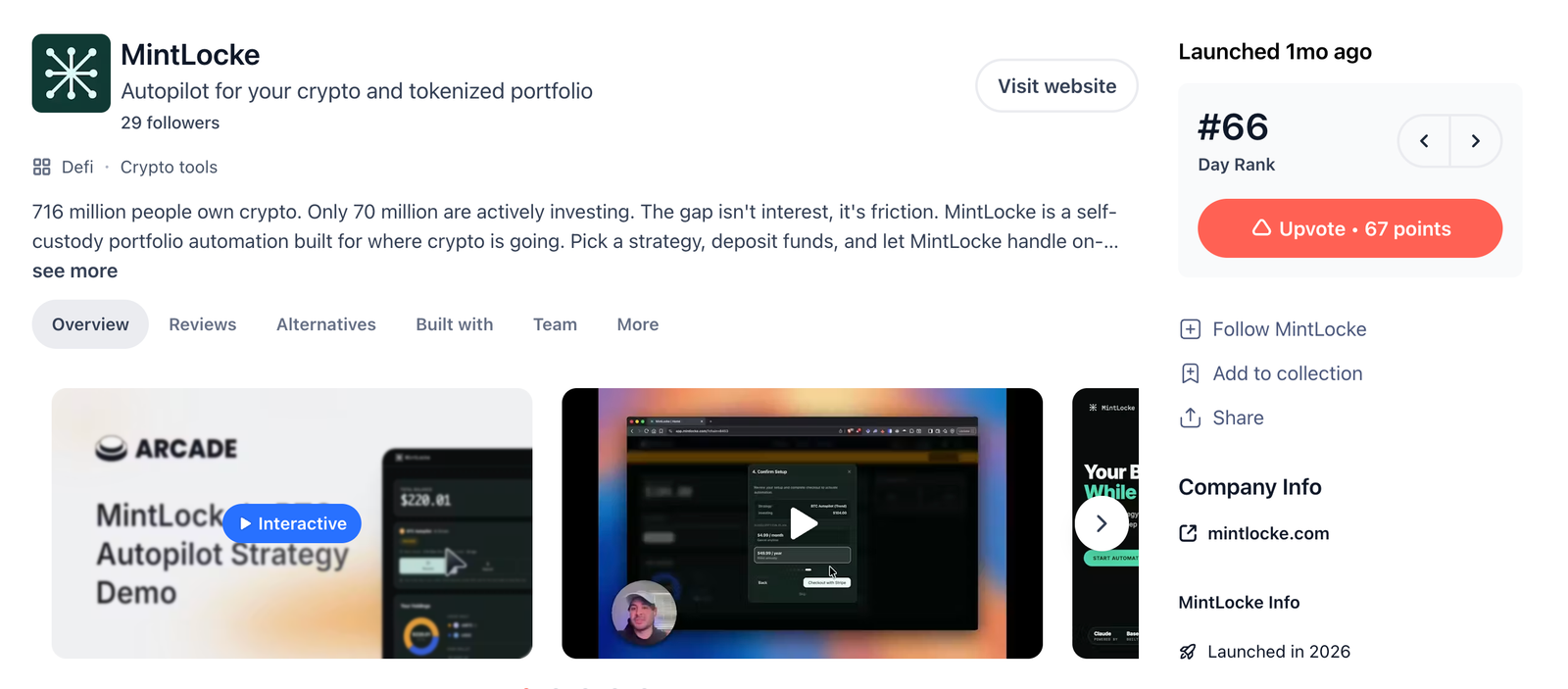 Mintlocke on Product Hunt